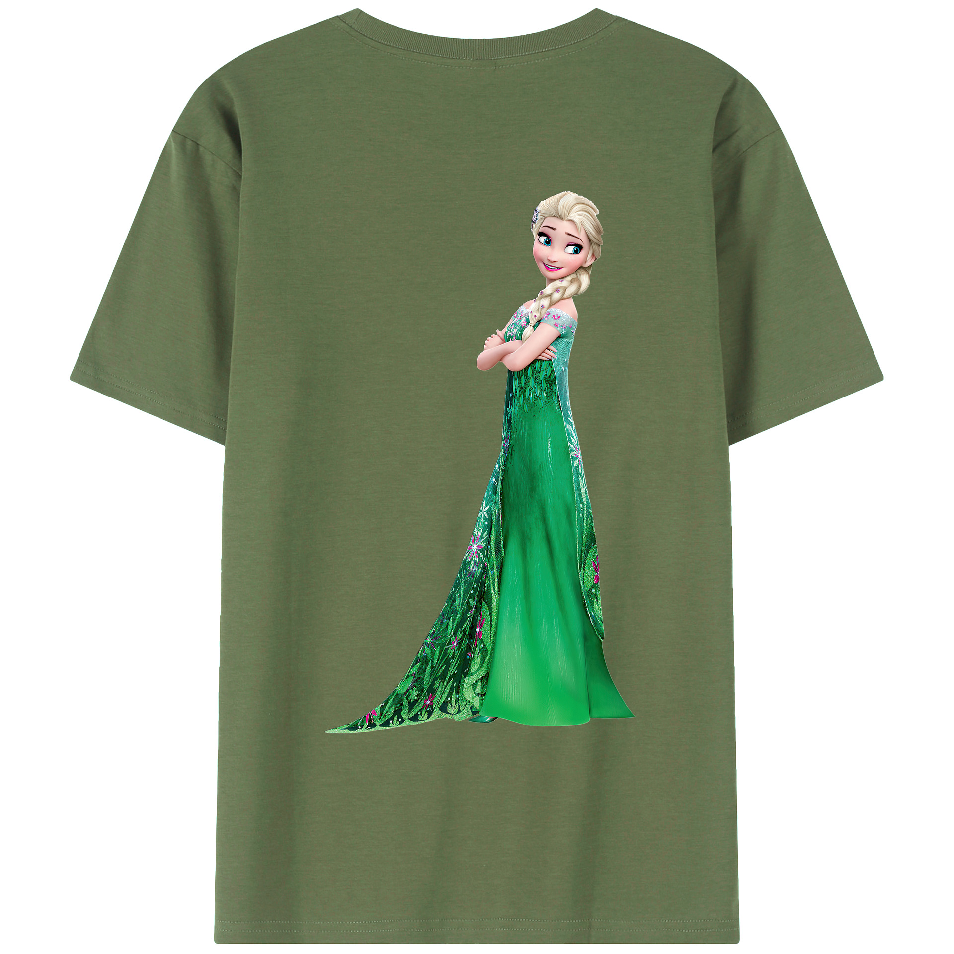 （画像用） アナと雪の女王 アンナ エルサ Frozen Anna Elsa 綿100％ メンズ半袖Tシャツ（バックプリント） 通気性